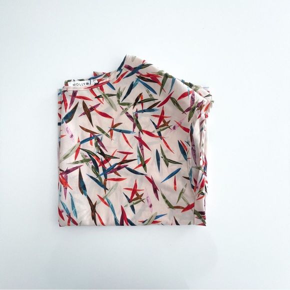 Molly Bracken Bamboo-Print Short-Sleeve Blouse Women's L NWOT - Picture 8 of 8